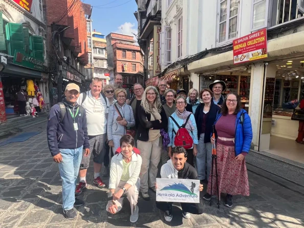 Free Walking Tour Kathmandu with Shiva Dhakal - travellers exploring the old city core with Himkala Adventure